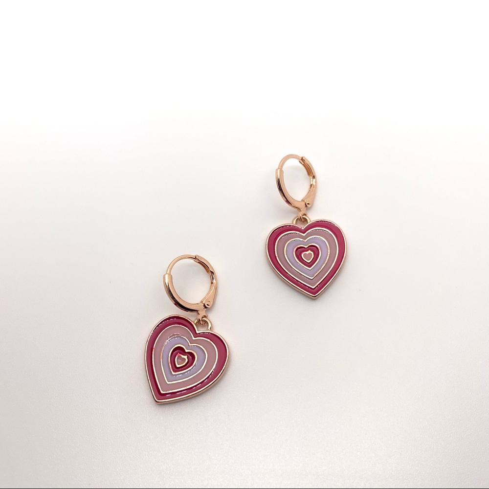Pink and Red Shade Heart Earrings